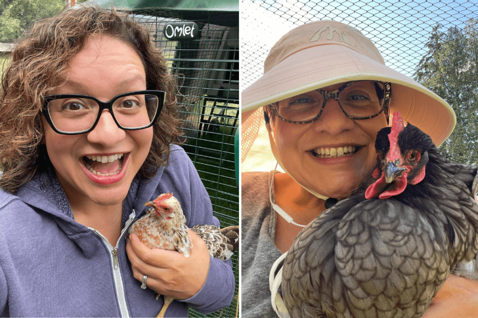 Dalia van Chickenlandia met haar kippen